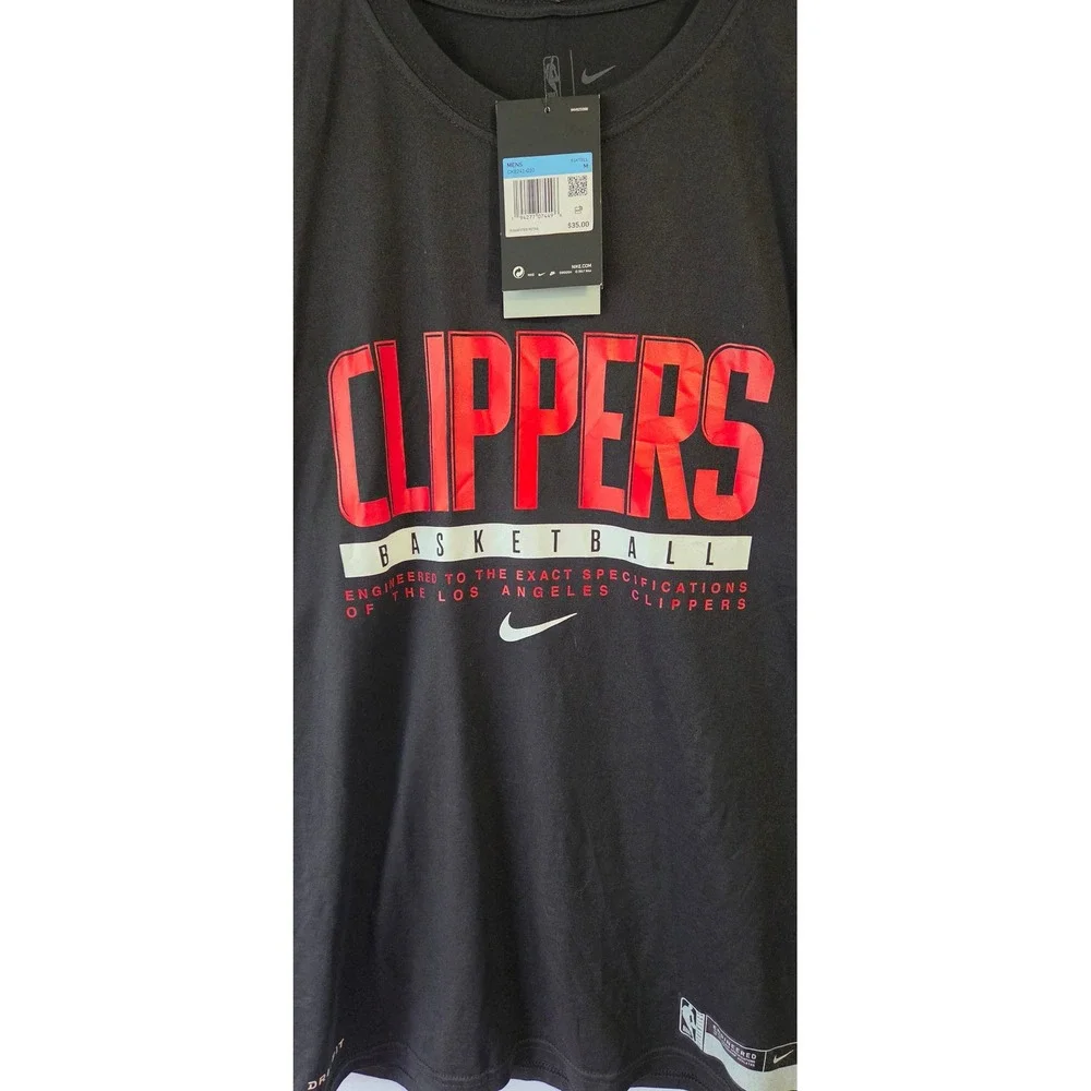 Nike T-Shirt Mens Medium‎ Black New LA Clippers Basketball Dri-FIT CK8241-010